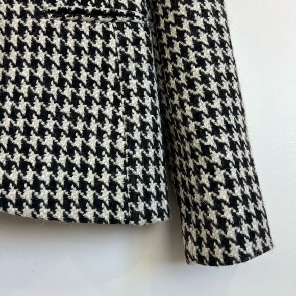Vintage Houndstooth Black White Wool Blend Women’s Blazer Jacket Coat Shacket M - Picture 14 of 15